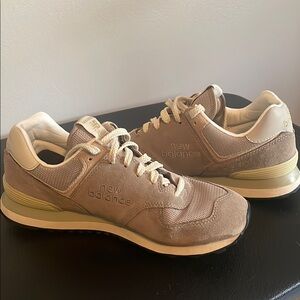 New Balance 574 Un-N-Ding U574GDY Gray / Tan / Cream Suede Men's Size 8.5